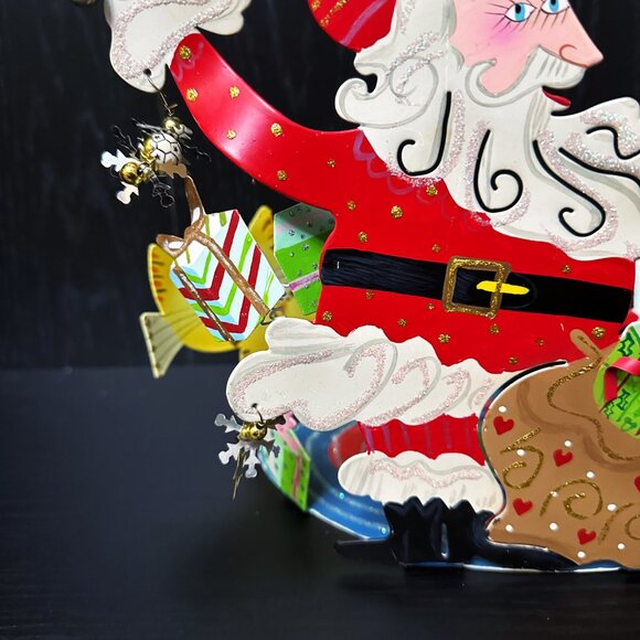 Santa's Christmas Fanciful Flights Metal Karen Rossi Silvestry Stand Card Holder - Picture 4 of 16